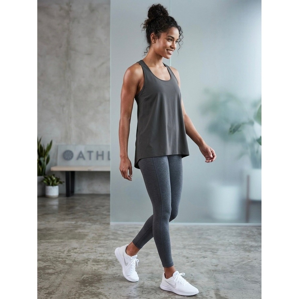 Athleta Womens Gray Racerback Perforated Activewear Tank Top Size S Small